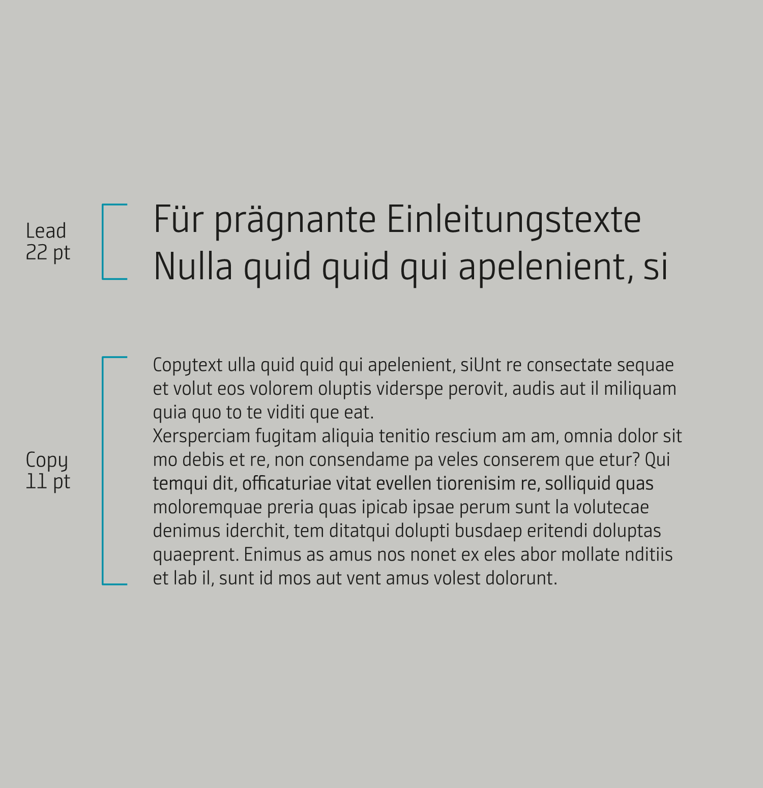 Typografische Größenverhältnisse –<br />
Klare, konsistente Hierarchie