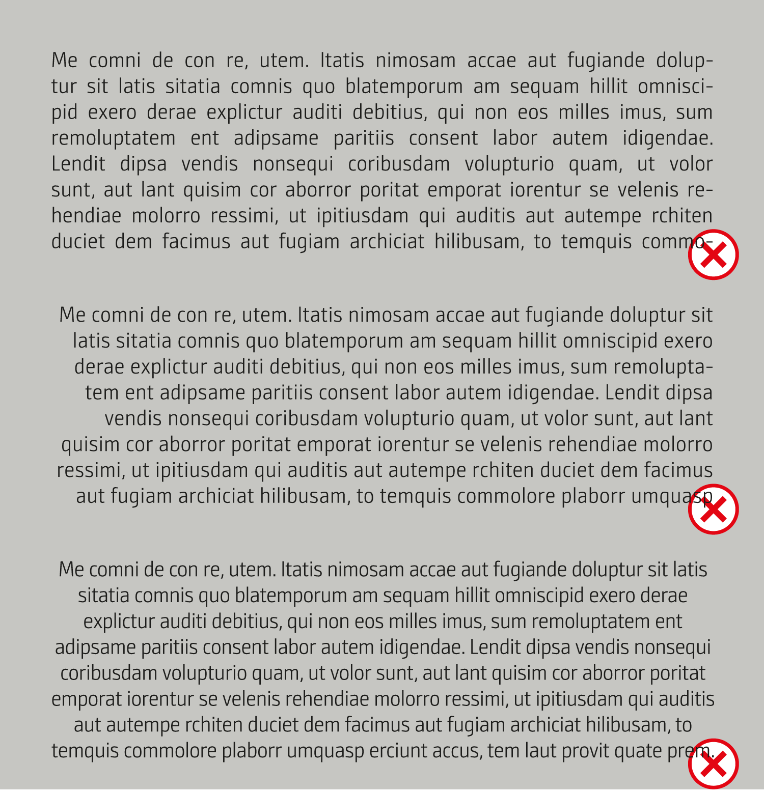 Regelhinweise zur Textausrichtung